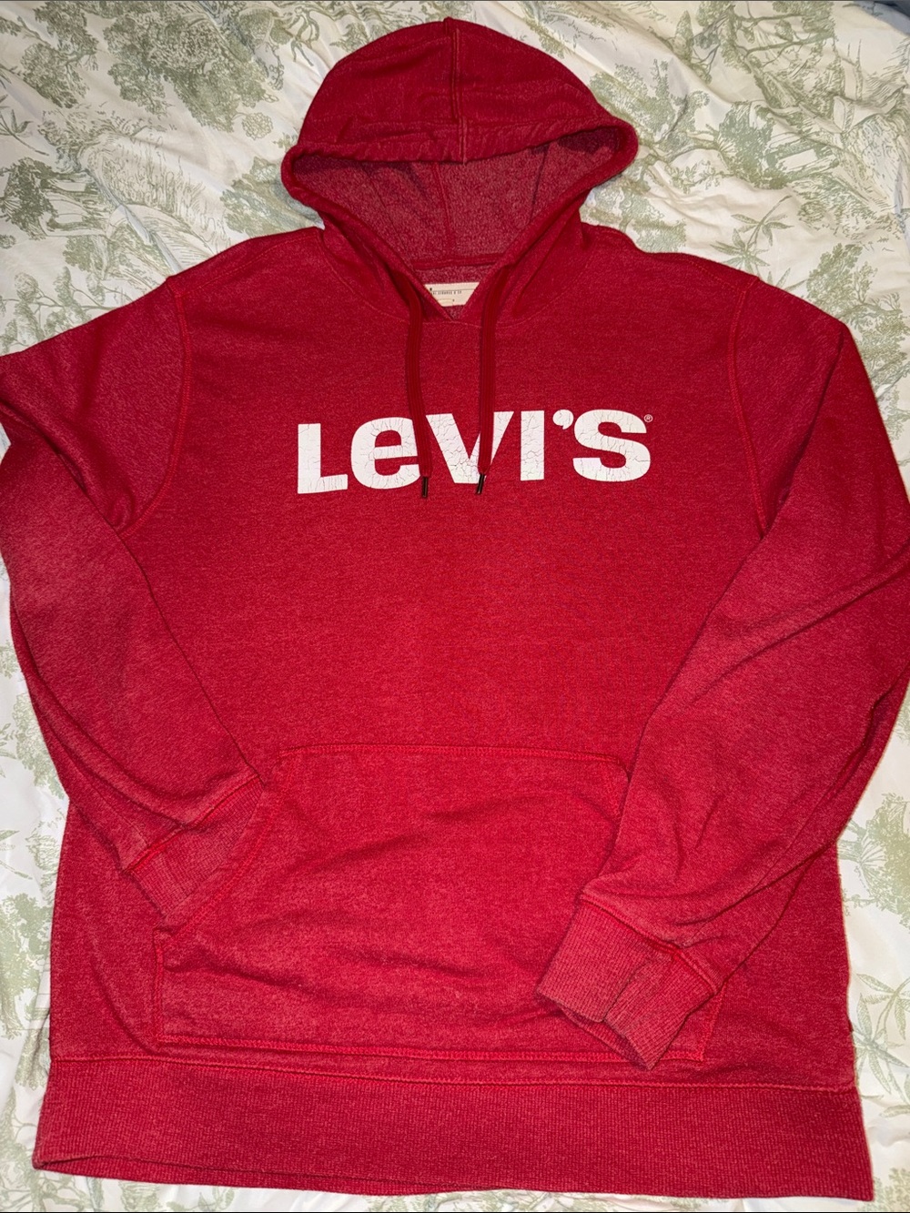 Levi's Red Pullover Hoodie with White Logo